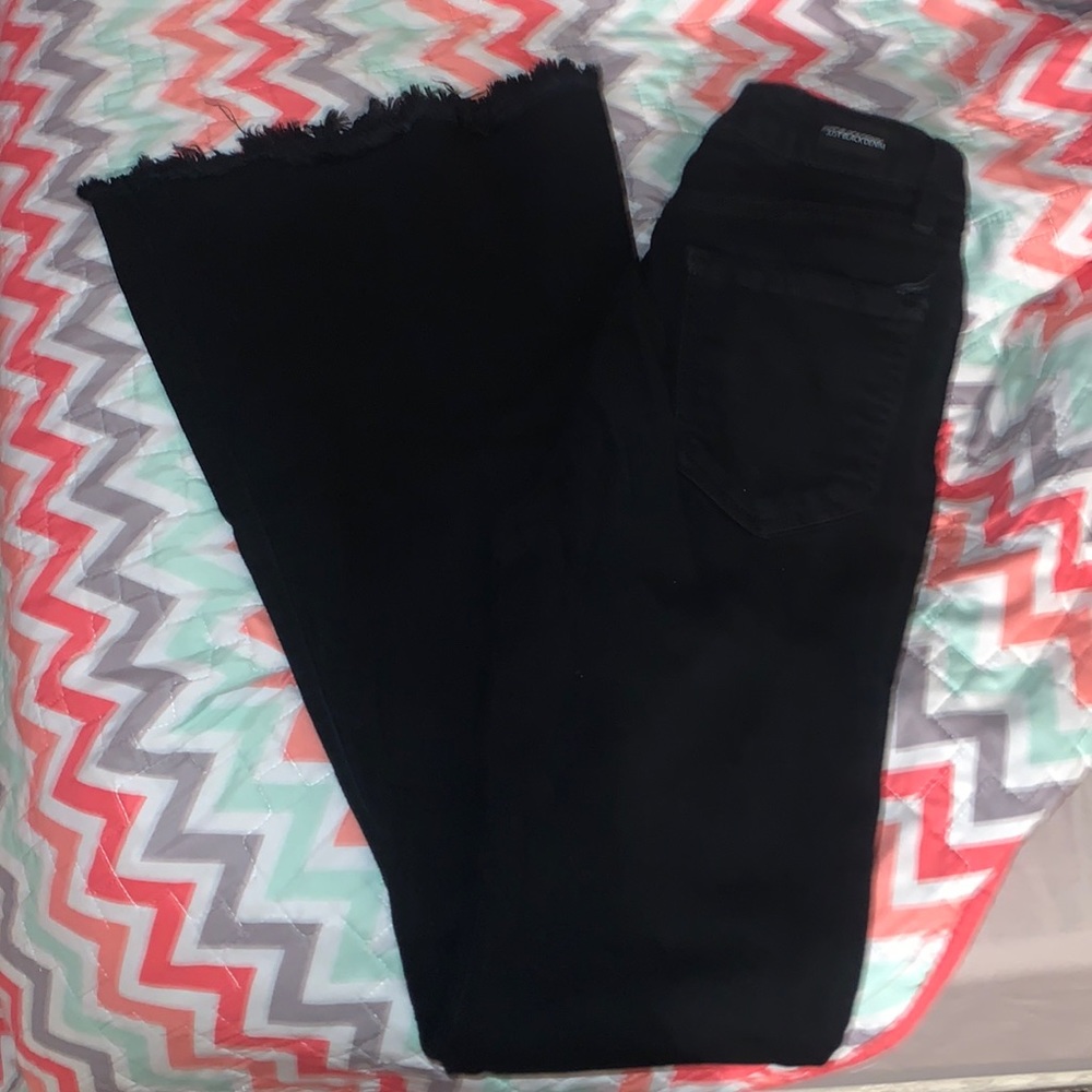 just black denim brand black bell bottoms.